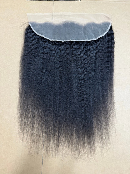 13x4 Lace Frontal Kinky Straight Transparent Lace Natural Color 1B Unprocessed Virgin Human Hair aishair