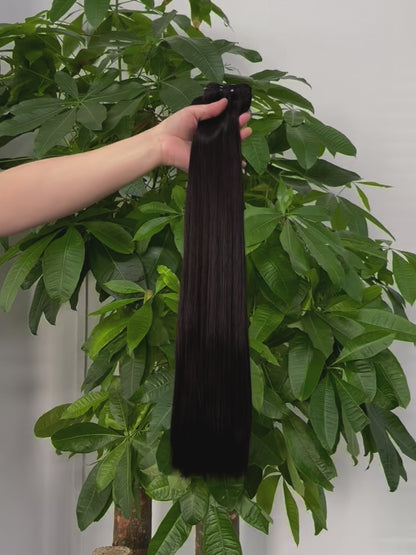 Double Drawn Straight Hair Bundle 1B Natural Color 100% Real Virgin Human Hair Weft