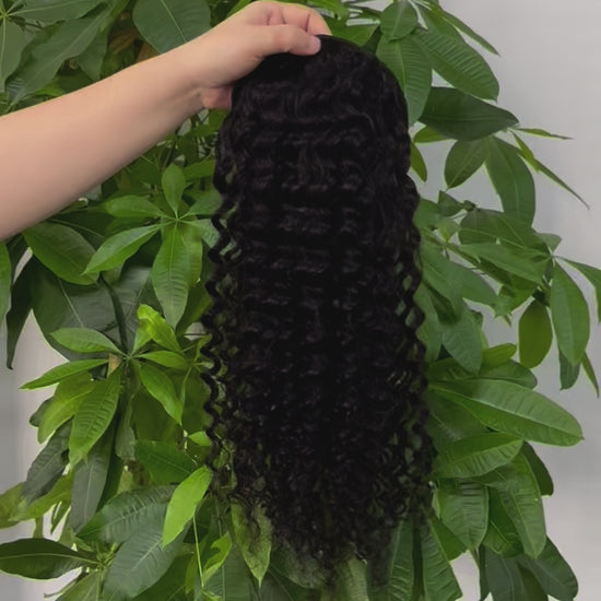 Ponytail 100% Real Human Hair Deep Wave Soft and Shiny Natural Color 1B Round Type Unprocessed  Brazilian Hair