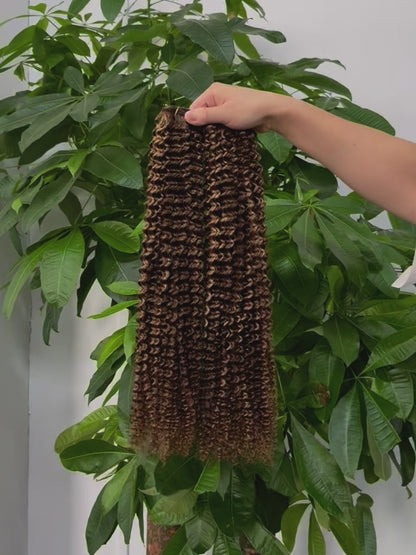 P4/27 Piano Color Kinky Curly Hair Bundles 100% Malaysian Remy Human Hair