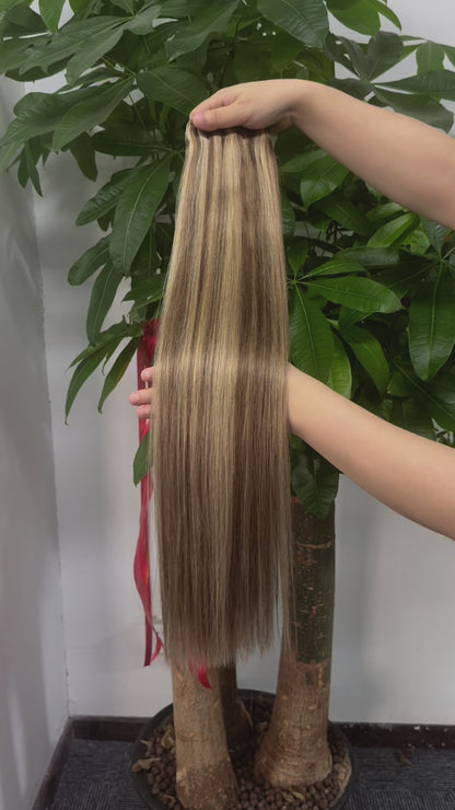 P8/22 Color Straight Hair Bundles 100% Unprocessed Peruvian Real Human Hair Flat Head