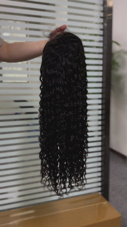 13x4 HD Lace Frontal Wig Water Wave Malaysian Hair Glueless 100% Real Human Hair No Tangle