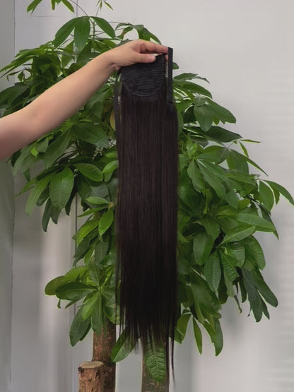 1B Natural Color Straight Wrap Around Ponytail 100% Real Brazilian Human Hair