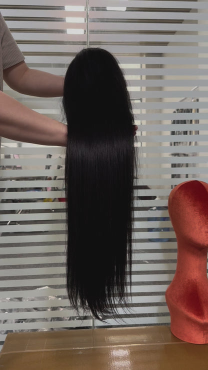 13x4 HD Transparent Lace Straight Frontal Wig Glueless Indian Human Hair Machine Weft Wholesale